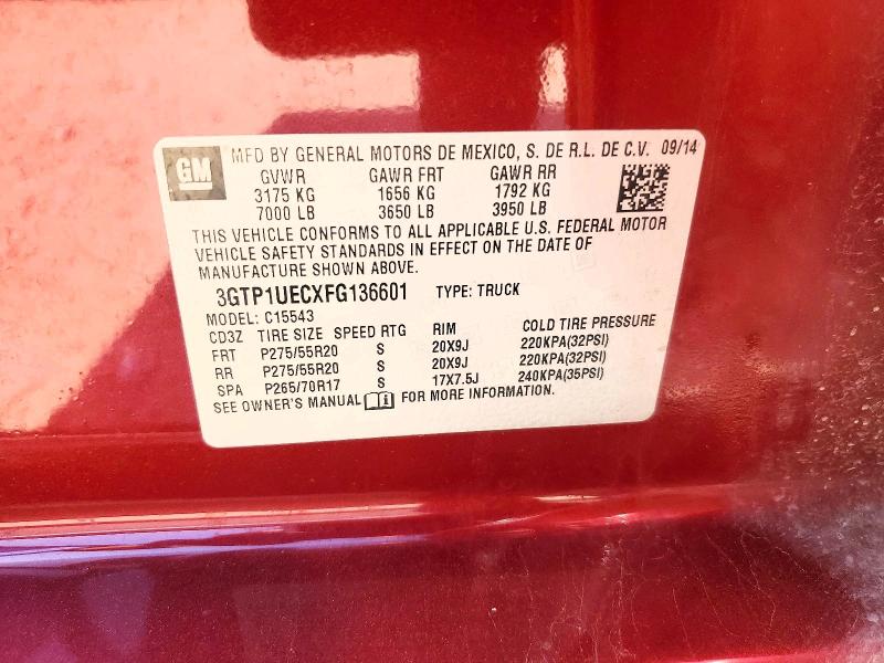 2015 Gmc Sierra მანქანა იყიდება აუქციონზე, vin: 3GTP1UECXFG136601, აუქციონის ნომერი: 62132096
