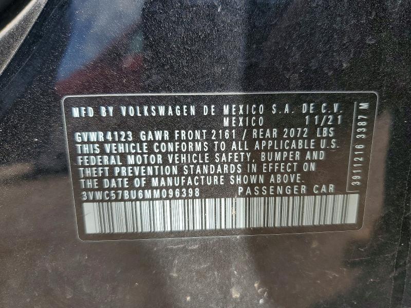 2021 Volkswagen Jetta მანქანა იყიდება აუქციონზე, vin: 3VWC57BU6MM096398, აუქციონის ნომერი: 59354356