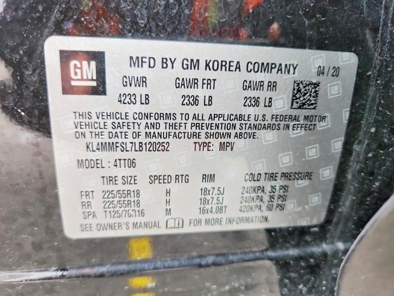 Auction sale of the 2020 Buick Encore Gx, vin: KL4MMFSL7LB120252, lot number: 62268936