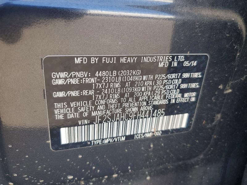 61558766 :رقم المزاد ، JF2SJAHC9FH441485 vin ، 2015 Subaru Forester مزاد بيع