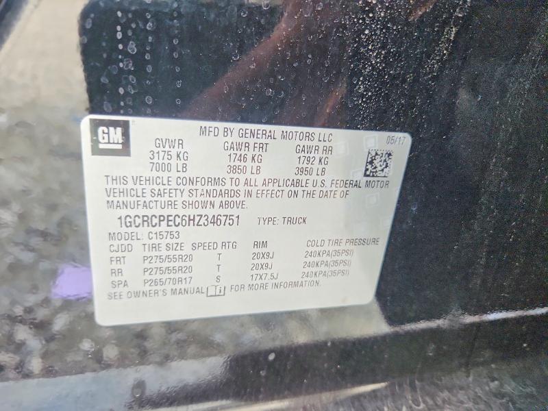60880266 :رقم المزاد ، 1GCRCPEC6HZ346751 vin ، 2017 Chevrolet Silverado مزاد بيع