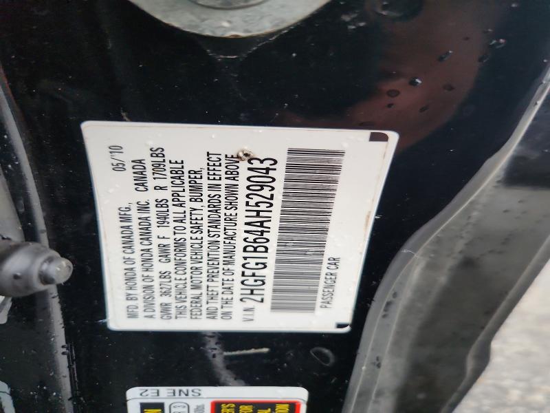 Продаж на аукціоні авто 2010 Honda Civic, vin: 2HGFG1B64AH529043, номер лоту: 61291156
