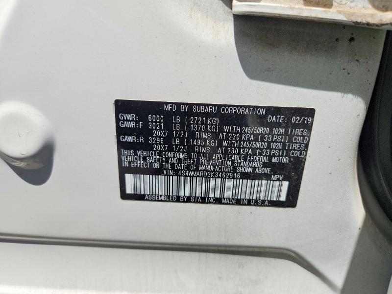 Продажа на аукционе авто 2019 Subaru Ascent, vin: 4S4WMARD3K3462916, номер лота: 59724326