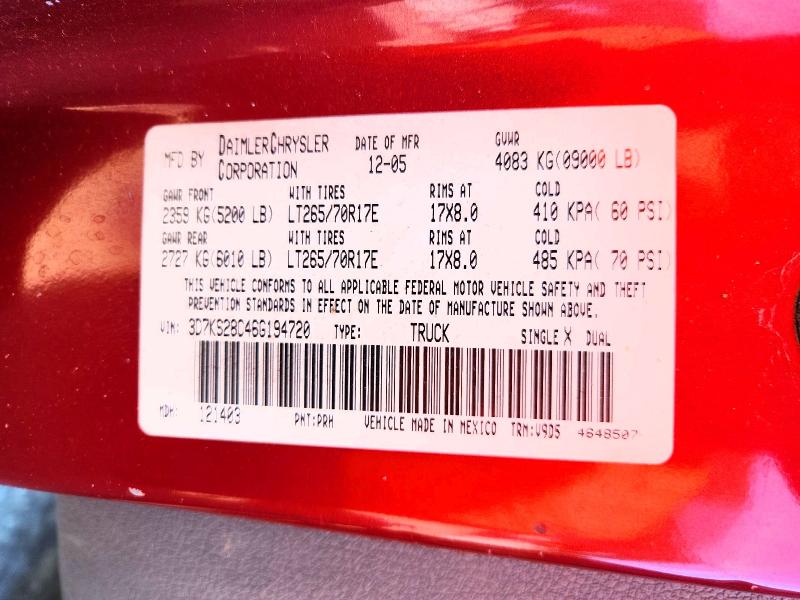 Aukcja sprzedaży 2006 Dodge Ram 2500, vin: 3D7KS28C46G194720, numer aukcji: 59967116