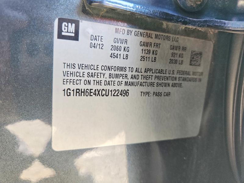 Aukcja sprzedaży 2012 Chevrolet Volt, vin: 1G1RH6E4XCU122496, numer aukcji: 60079586