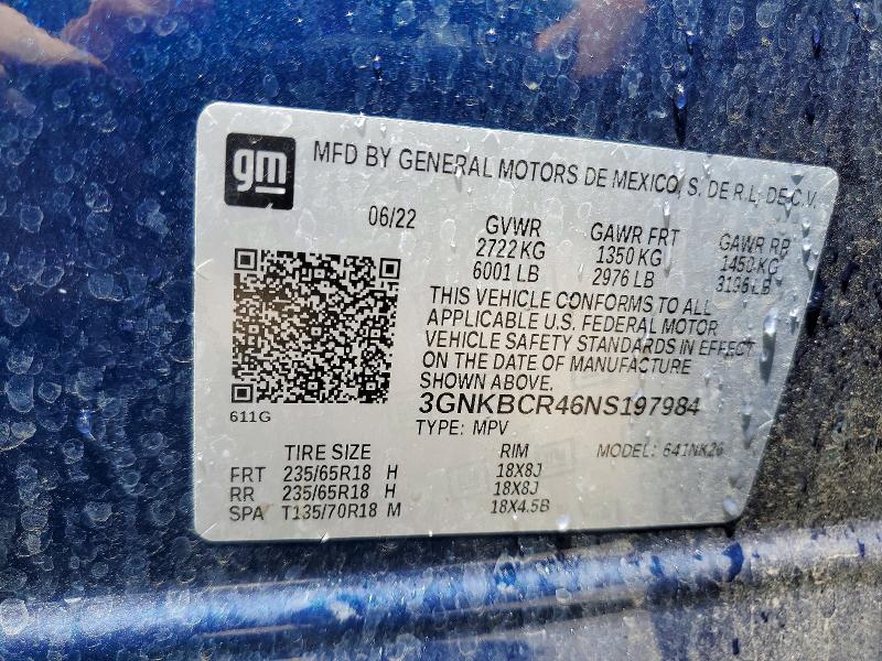 Продаж на аукціоні авто 2022 Chevrolet Blazer, vin: 3GNKBCR46NS197984, номер лоту: 60926466