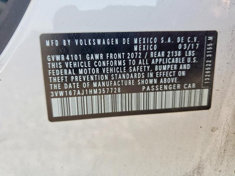 Продаж на аукціоні авто 2017 Volkswagen Jetta, vin: 3VW167AJ1HM357728, номер лоту: 62701596