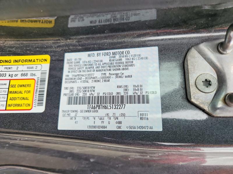 Продажа на аукционе авто 2020 Ford Mustang, vin: 1FA6P8TH6L5132277, номер лота: 85994195