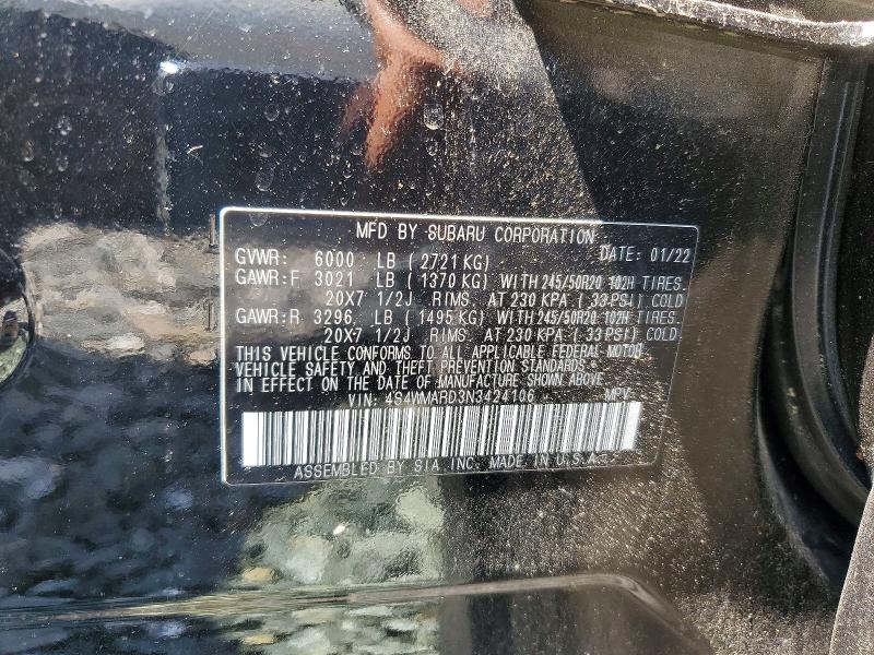 Продаж на аукціоні авто 2022 Subaru Ascent, vin: 4S4WMARD3N3424106, номер лоту: 59950126