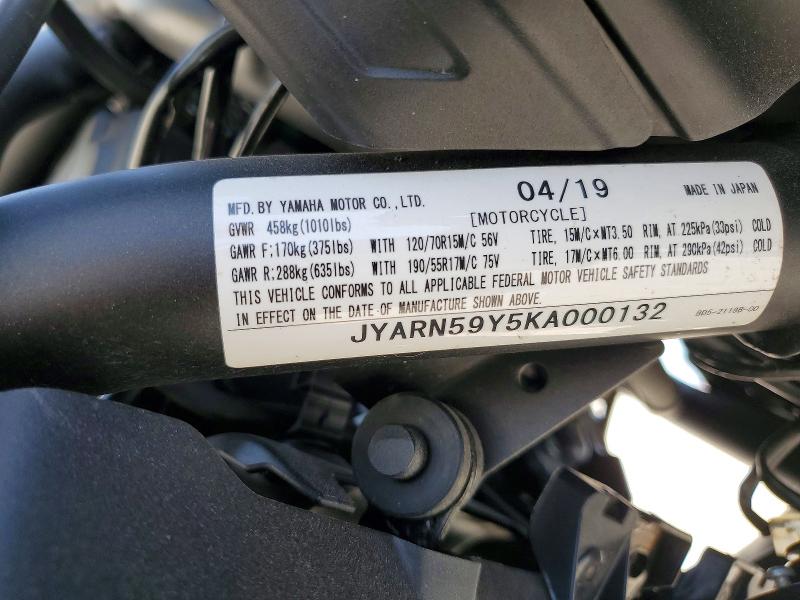 Aukcja sprzedaży 2019 Yamaha Mxt850, vin: JYARN59Y5KA000132, numer aukcji: 63416866