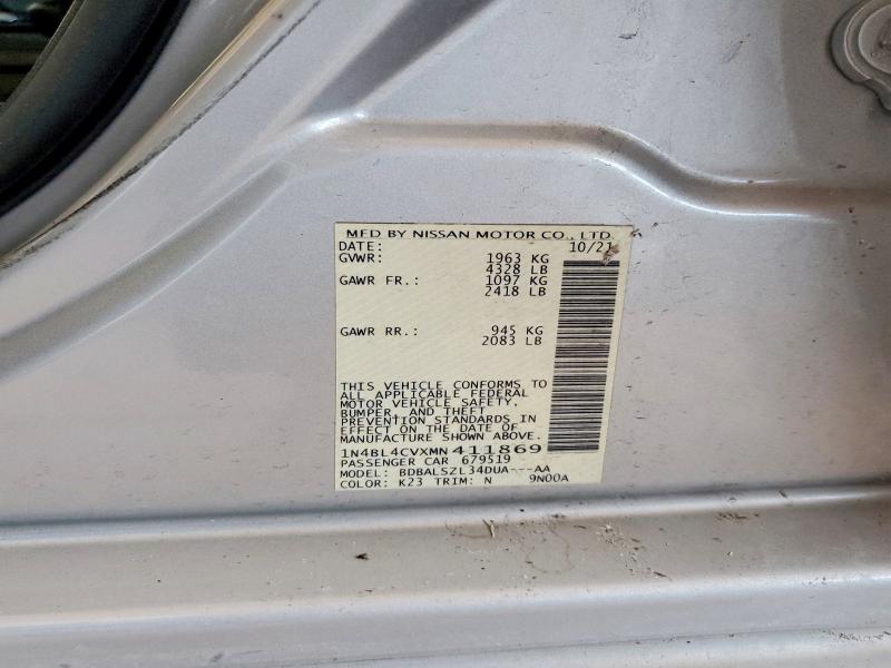 61059106 :رقم المزاد ، 1N4BL4CVXMN411869 vin ، 2021 Nissan Altima مزاد بيع