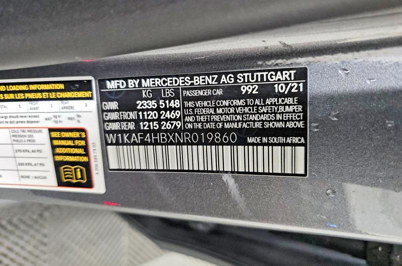 Продаж на аукціоні авто 2022 Mercedes-benz C, vin: W1KAF4HBXNR019860, номер лоту: 62716426
