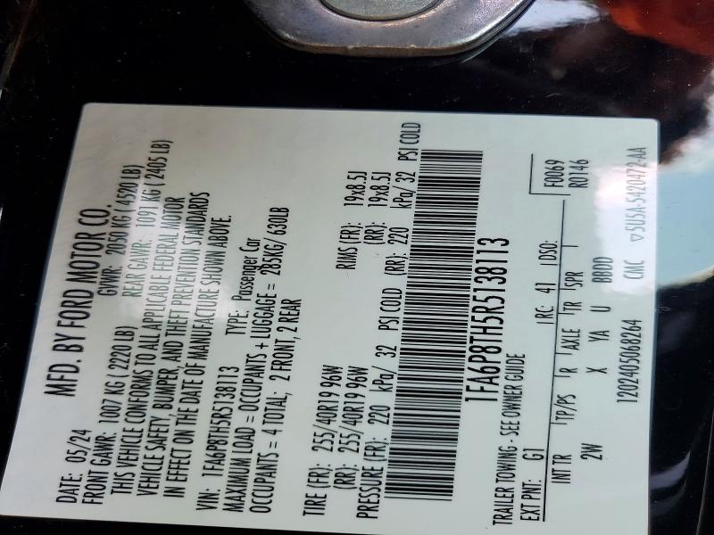 Продажа на аукционе авто 2024 Ford Mustang, vin: 1FA6P8TH5R5138113, номер лота: 62642246