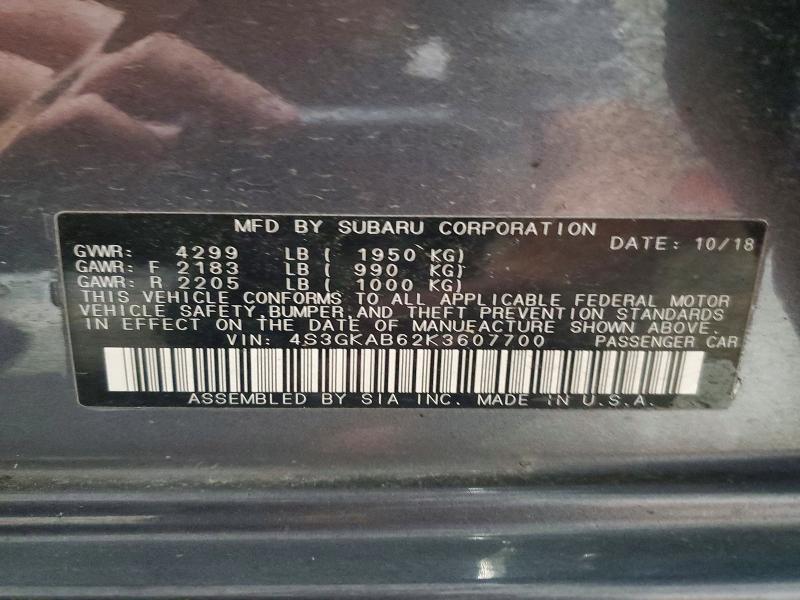 Продажа на аукционе авто 2019 Subaru Impreza, vin: 4S3GKAB62K3607700, номер лота: 59282766