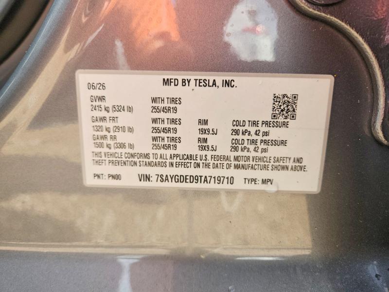 Aukcja sprzedaży 2026 Tesla Model Y, vin: 7SAYGDED9TA719710, numer aukcji: 60155696