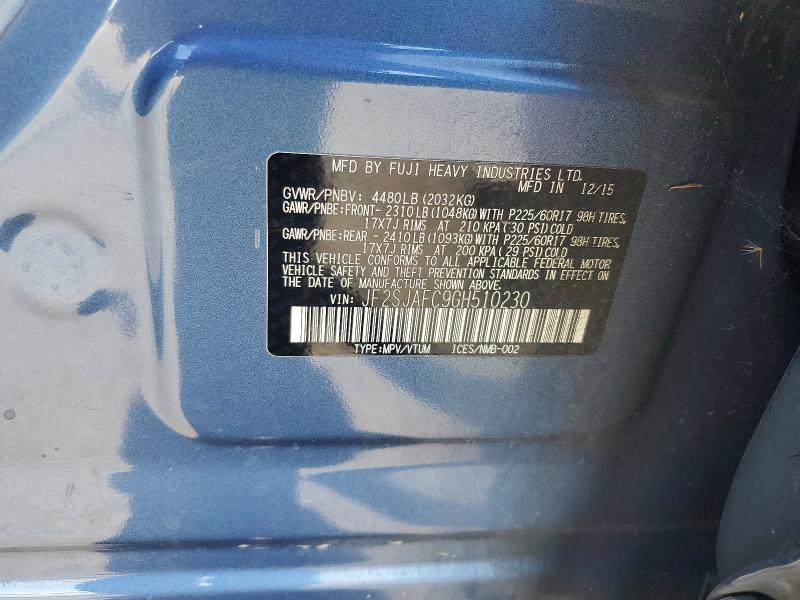 Aukcja sprzedaży 2016 Subaru Forester, vin: JF2SJAFC9GH510230, numer aukcji: 62436646