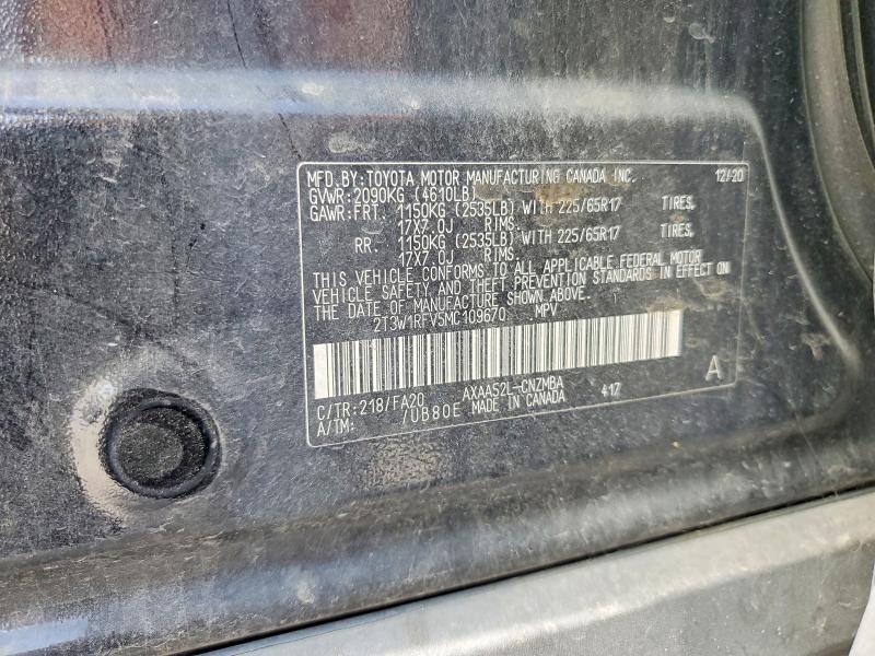 Aukcja sprzedaży 2021 Toyota Rav4, vin: 2T3W1RFV5MC109670, numer aukcji: 59400486