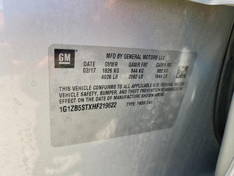 2017 Chevrolet Malibu მანქანა იყიდება აუქციონზე, vin: 1G1ZB5STXHF219622, აუქციონის ნომერი: 62446846