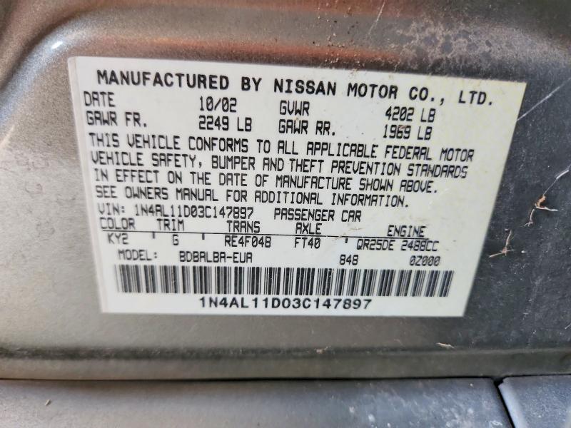 59405546 :رقم المزاد ، 1N4AL11D03C147897 vin ، 2003 Nissan Altima مزاد بيع