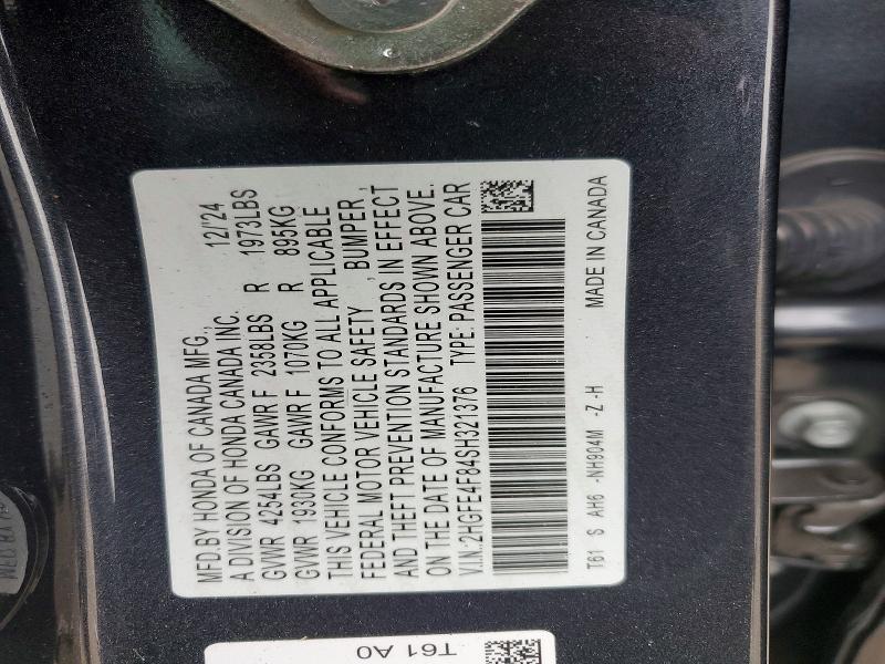 Продаж на аукціоні авто 2025 Honda Civic, vin: 2HGFE4F84SH321376, номер лоту: 62539936