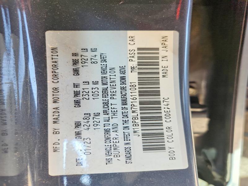 Aukcja sprzedaży 2023 Mazda 3, vin: JM1BPBLM7P1611081, numer aukcji: 58000506