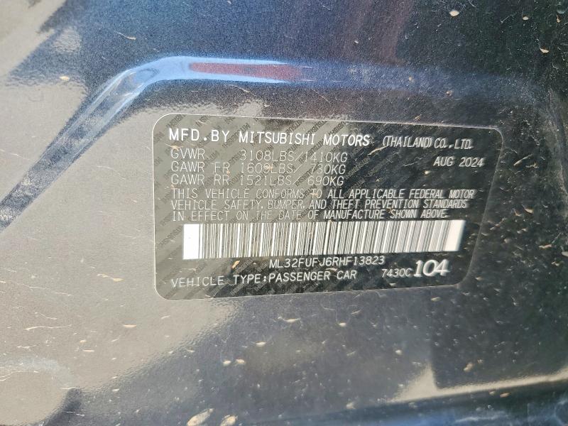2024 Mitsubishi Mirage მანქანა იყიდება აუქციონზე, vin: ML32FUFJ6RHF13823, აუქციონის ნომერი: 60458506