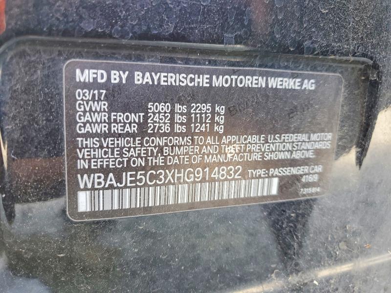 2017 Bmw 540 მანქანა იყიდება აუქციონზე, vin: WBAJE5C3XHG914832, აუქციონის ნომერი: 61580886