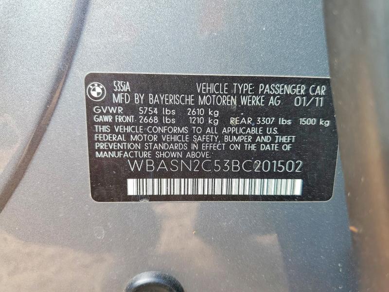 2011 Bmw 535 მანქანა იყიდება აუქციონზე, vin: WBASN2C53BC201502, აუქციონის ნომერი: 61674416