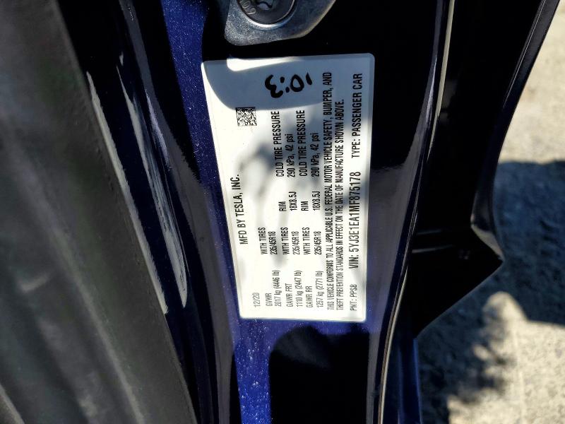 Продаж на аукціоні авто 2021 Tesla Model 3, vin: 5YJ3E1EA1MF875178, номер лоту: 61360896