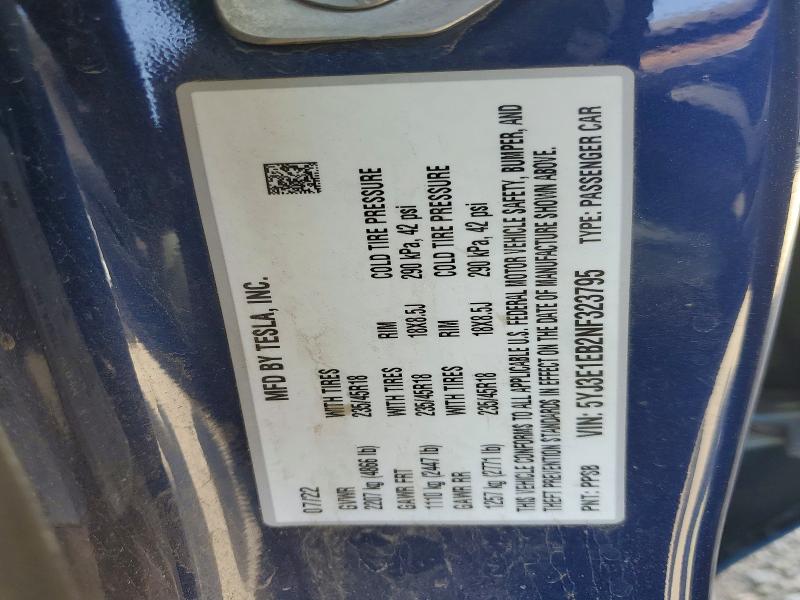 Aukcja sprzedaży 2022 Tesla Model 3, vin: 5YJ3E1EB2NF323795, numer aukcji: 60714326