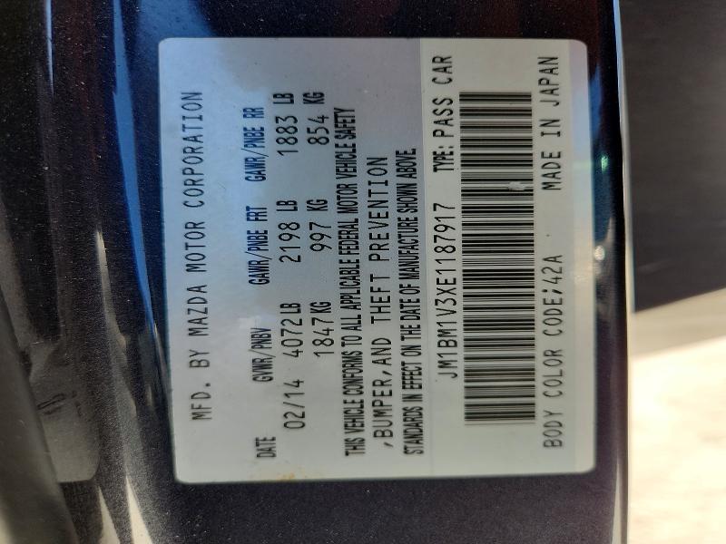 Aukcja sprzedaży 2014 Mazda 3, vin: JM1BM1V3XE1187917, numer aukcji: 62872506