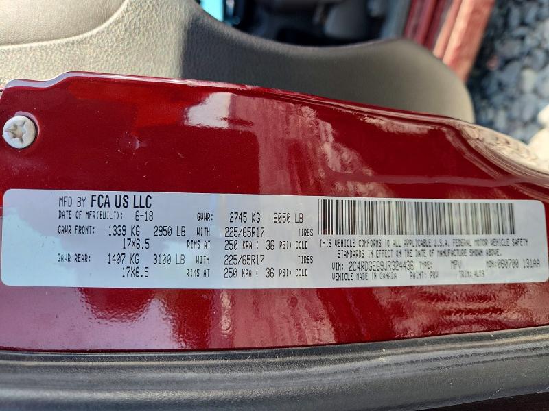 Aukcja sprzedaży 2018 Dodge Grand Caravan, vin: 2C4RDGEG9JR324436, numer aukcji: 62033326