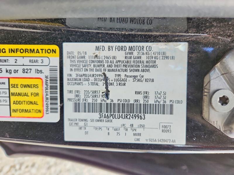 Aukcja sprzedaży 2018 Ford Fusion, vin: 3FA6P0LU4JR249963, numer aukcji: 60482396