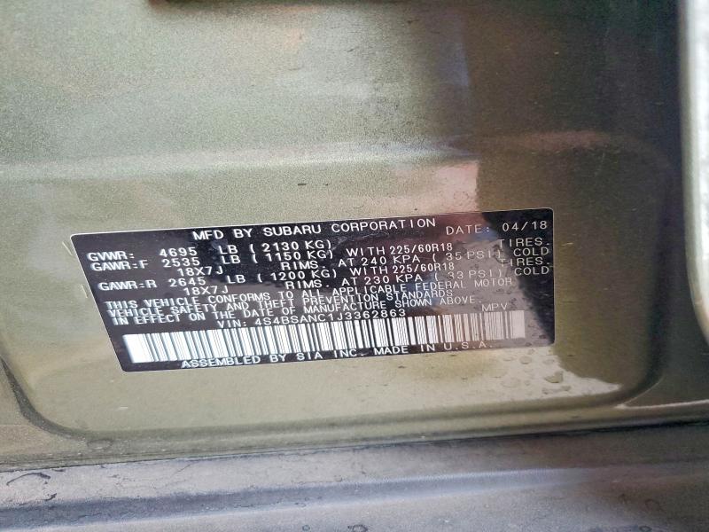 2018 Subaru Outback მანქანა იყიდება აუქციონზე, vin: 4S4BSANC1J3362863, აუქციონის ნომერი: 61369586