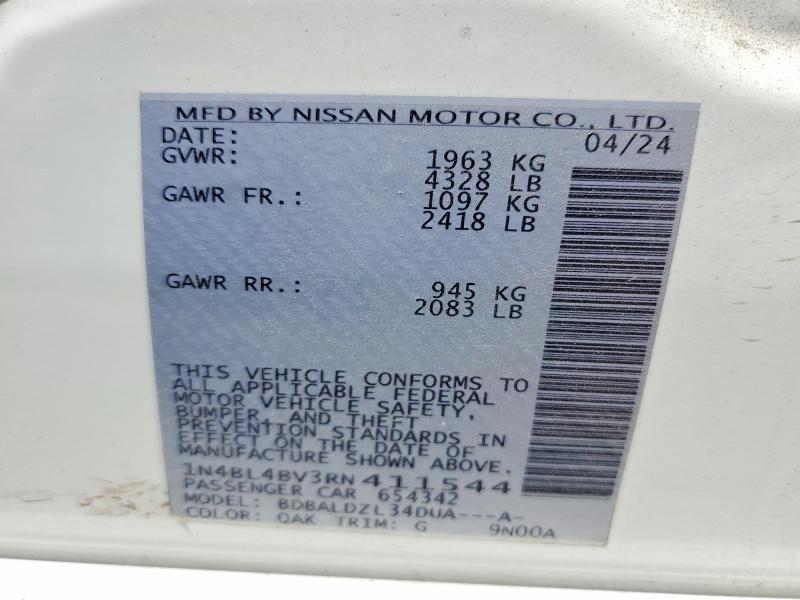 Продажа на аукционе авто 2024 Nissan Altima, vin: 1N4BL4BV3RN411544, номер лота: 62052956