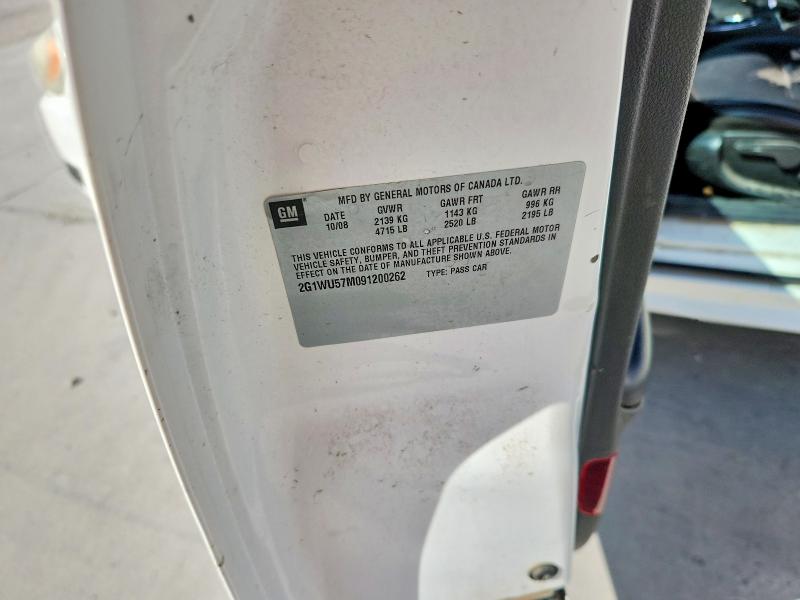 60048326 :رقم المزاد ، 2G1WU57M091200262 vin ، 2009 Chevrolet Impala مزاد بيع