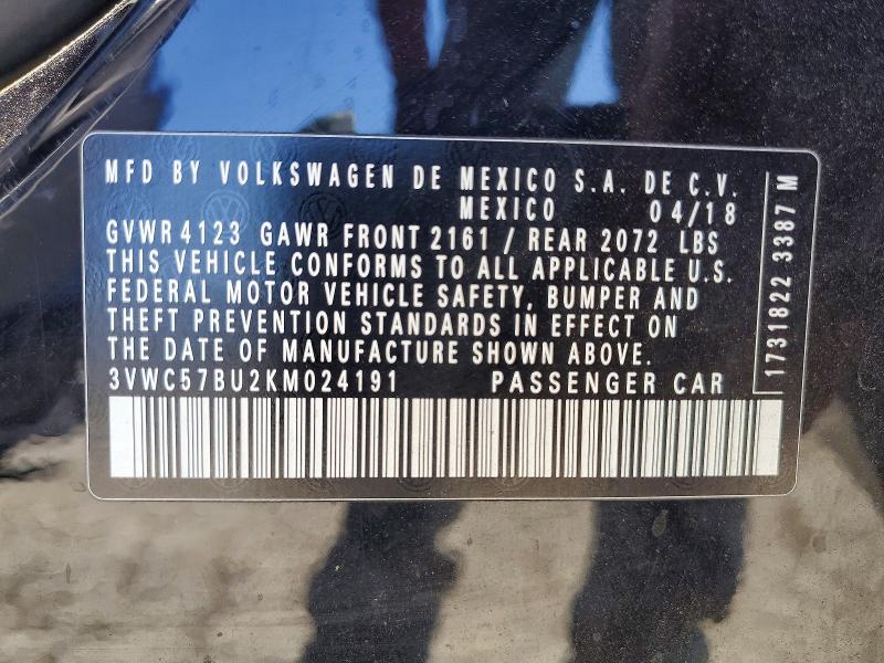 62335556 :رقم المزاد ، 3VWC57BU2KM024191 vin ، 2019 Volkswagen Jetta مزاد بيع