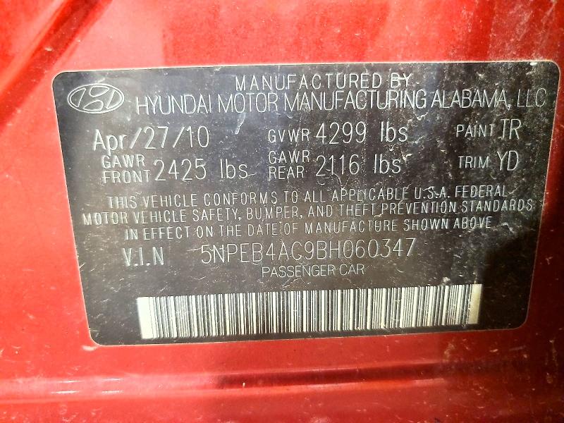 Aukcja sprzedaży 2011 Hyundai Sonata, vin: 5NPEB4AC9BH060347, numer aukcji: 63468936