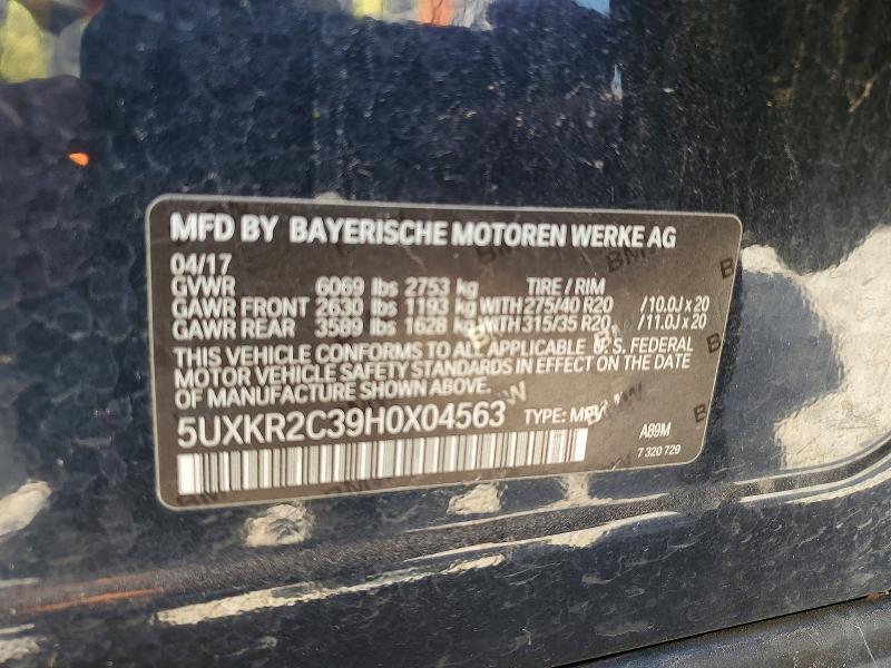 60240406 :رقم المزاد ، 5UXKR2C39H0X04563 vin ، 2017 Bmw X5 مزاد بيع