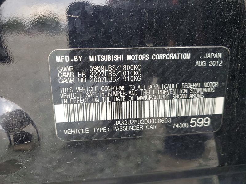 2013 Mitsubishi Lancer მანქანა იყიდება აუქციონზე, vin: JA32U2FU2DU008603, აუქციონის ნომერი: 61968556