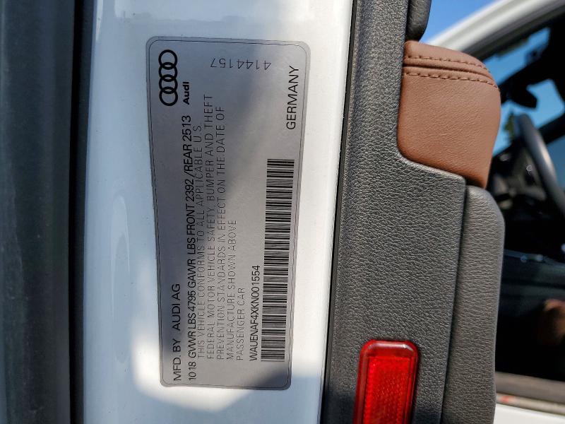 Продажа на аукционе авто 2019 Audi A4, vin: WAUENAF4XKN001554, номер лота: 60423116