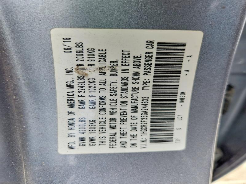 2016 Honda Accord მანქანა იყიდება აუქციონზე, vin: 1HGCR2F35GA244832, აუქციონის ნომერი: 59708656