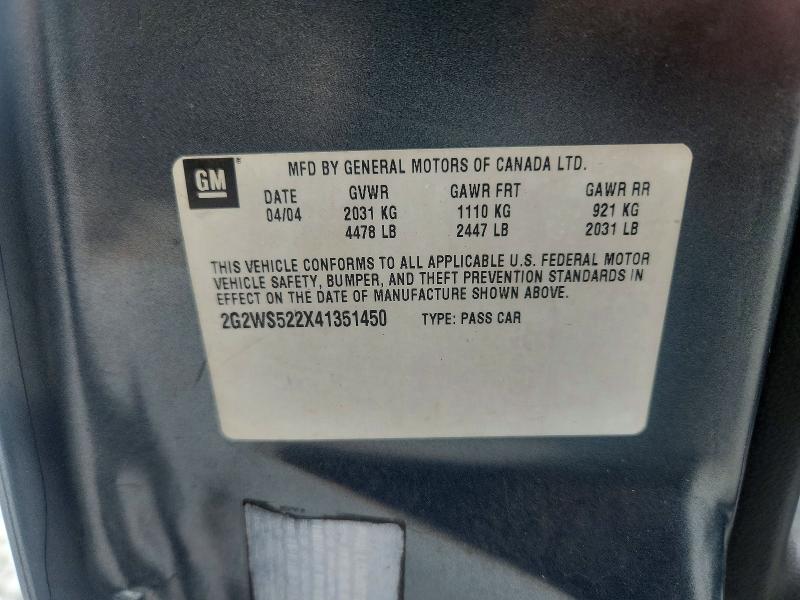 Продаж на аукціоні авто 2004 Pontiac Grand Prix, vin: 2G2WS522X41351450, номер лоту: 61847866