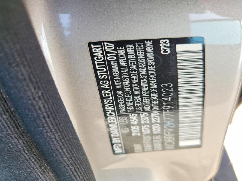 61186346 :رقم المزاد ، WDBRF92H77F914023 vin ، 2007 Mercedes-benz C مزاد بيع