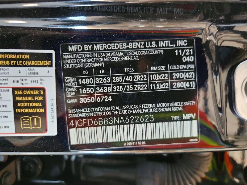62216016 :رقم المزاد ، 4JGFD6BB3NA622623 vin ، 2022 Mercedes-benz Gle Coupe مزاد بيع