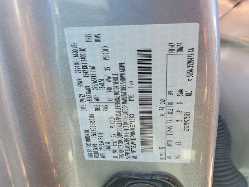 62350466 :رقم المزاد ، 1FTEW1EP0NKE71383 vin ، 2022 Ford F150 مزاد بيع
