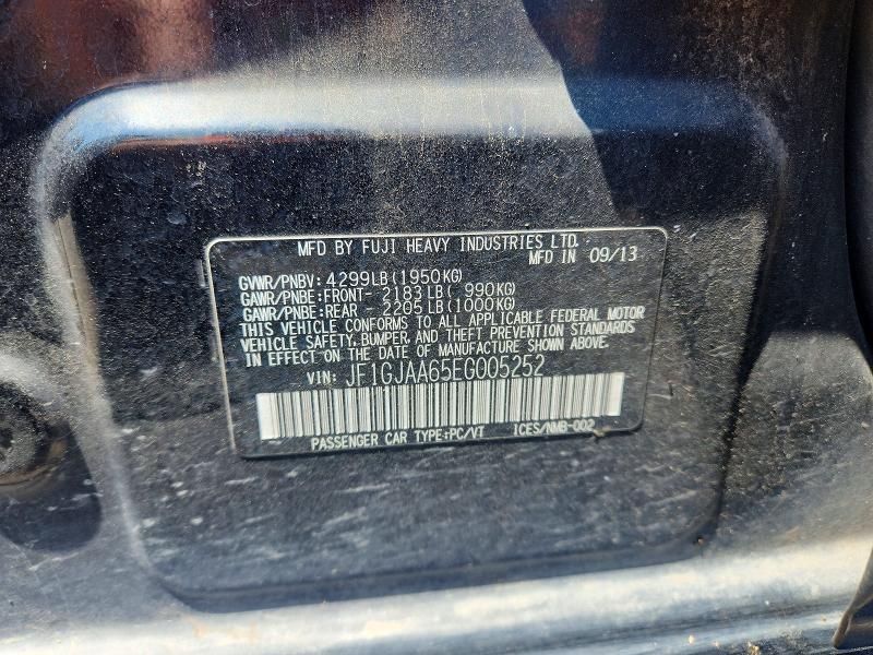 Продаж на аукціоні авто 2014 Subaru Impreza, vin: JF1GJAA65EG005252, номер лоту: 59383106