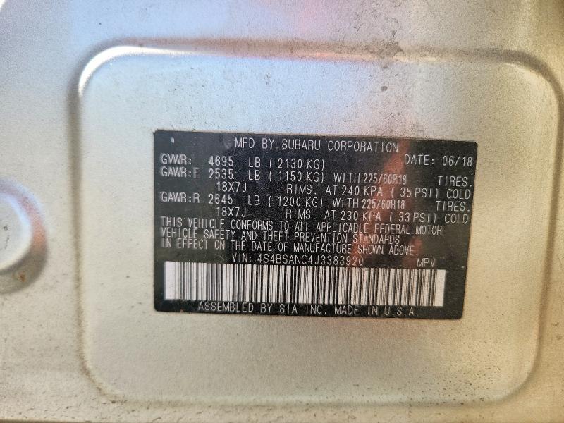 Продажа на аукционе авто 2018 Subaru Outback, vin: 4S4BSANC4J3383920, номер лота: 61432746