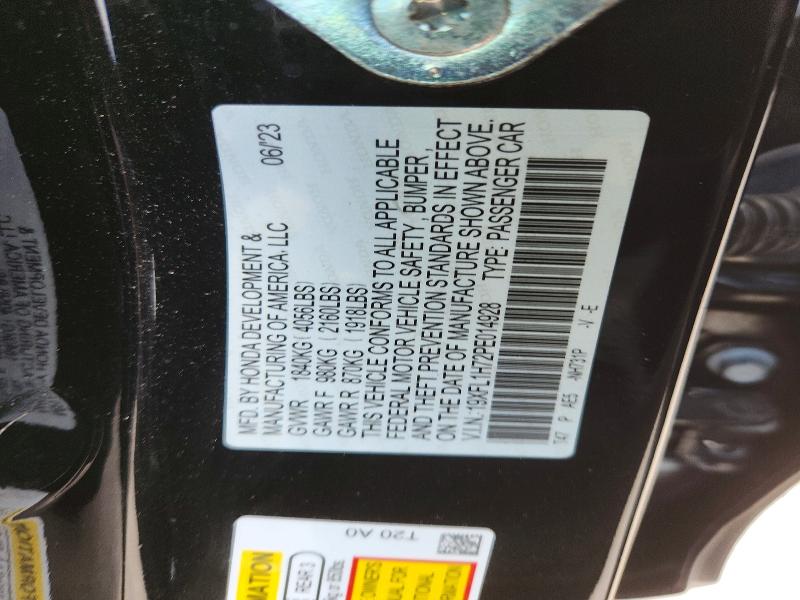 2023 Honda Civic მანქანა იყიდება აუქციონზე, vin: 19XFL1H72PE014928, აუქციონის ნომერი: 62872446