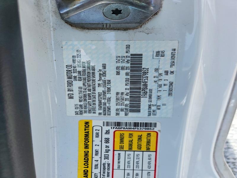 2015 Ford Mustang მანქანა იყიდება აუქციონზე, vin: 1FA6P8AM4F5379852, აუქციონის ნომერი: 62229446
